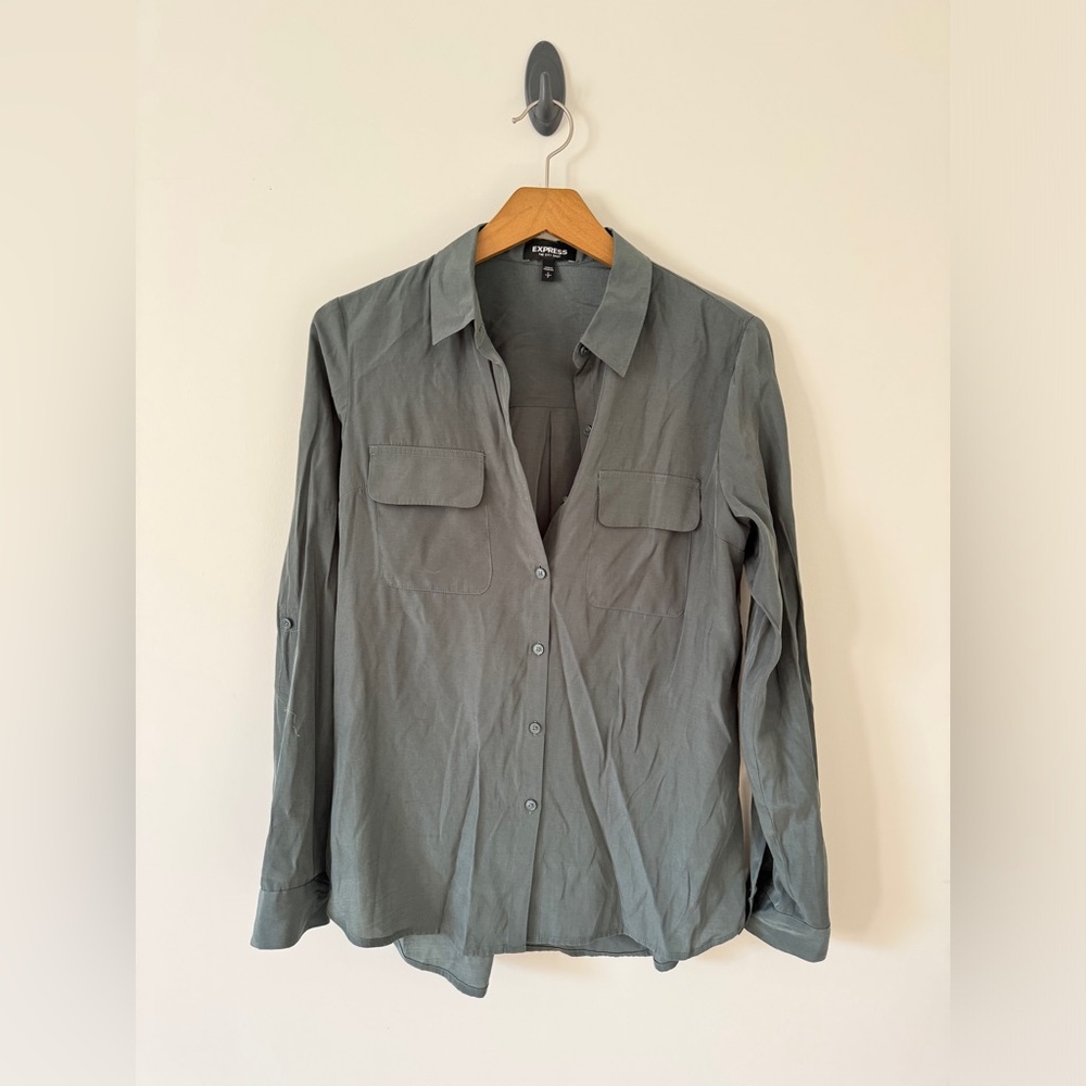 Green Express Button Front Blouse - image 1